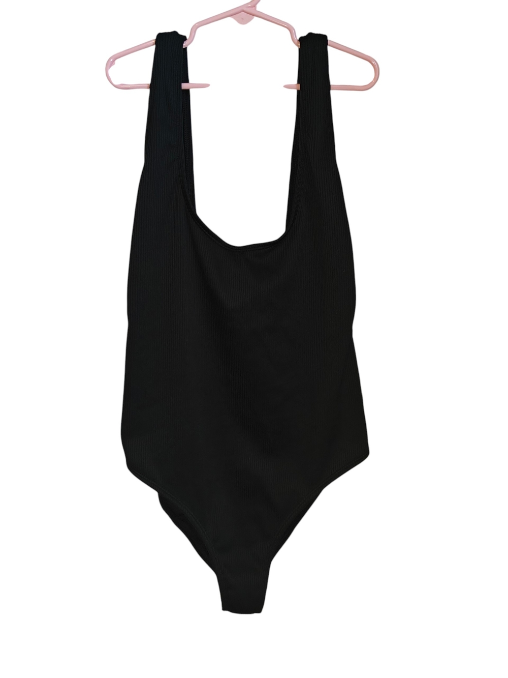 Topshop Black Ribbed One-Piece Swimsuit Size 10